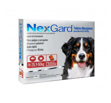Antipulgas e Carrapatos Nexgard GG para Cães de 25-50Kg - 3 unidades