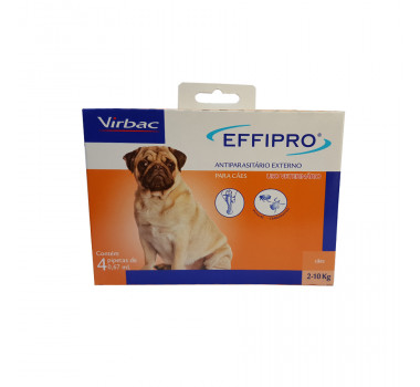 Antipulgas e Carrapatos Effipro Virbac para Cães de 2Kg a 10Kg - 4 Pipetas