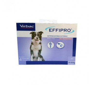 Antipulgas e Carrapatos Effipro Virbac para Cães de 10Kg a 20Kg - 4 Pipetas