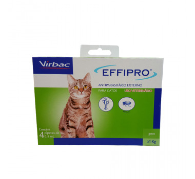 Antipulgas e Carrapatos Effipro Virbac para Gatos - 4 Pipetas