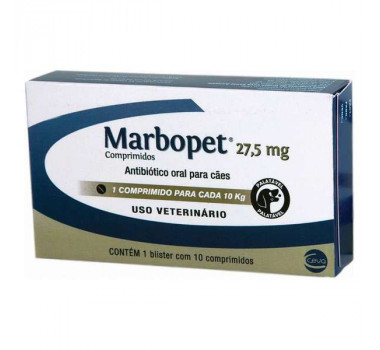Antibiótico Marbopet 27,5mg Ceva para Cães - 10 comprimidos