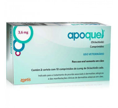 Apoquel Dermatológico Zoetis para Cães 3,6mg - 20 comprimidos