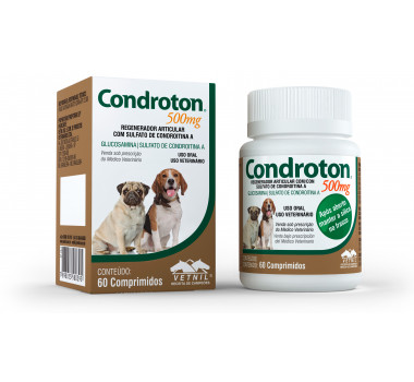 Regenerador Articular Condroton 500mg Vetnil para Cães e Gatos  - 60 comprimidos