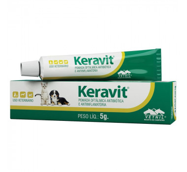 Pomada Oftalmológica Keravit Vetnil para Cães e Gatos - 5g