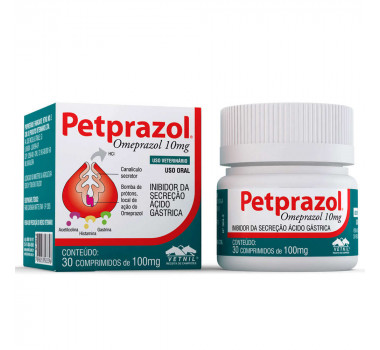 Inibidor de Secreção Ácido-Gástrica Petprazol Vetnil 10mg - 30 comprimidos