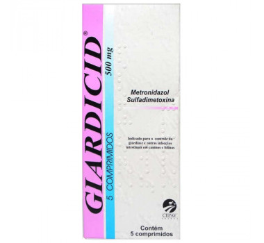 Antibiótico Giardicid 500mg Cepav para Cães e Gatos - 5 comprimidos