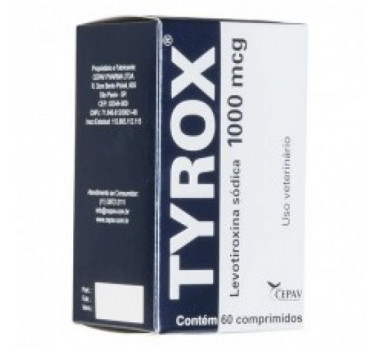 Repositor Hormonal Tyrox 1000mcg Cepav para Cães - 60 cápsulas