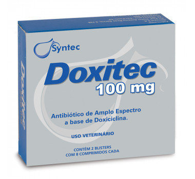 Antibiótico Doxitec 100mg Syntec para Cães e Gatos - 16 comprimidos
