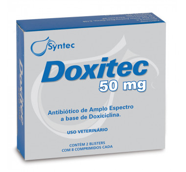 Antibiótico Doxitec 50mg Syntec para Cães e Gatos - 16 comprimidos
