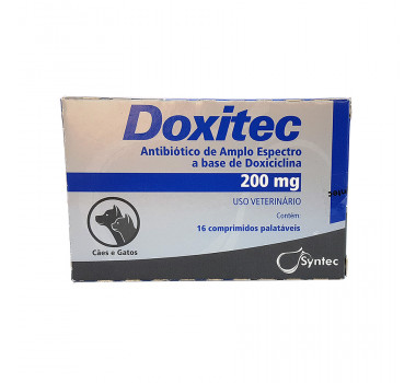 Antibiótico Doxitec 200mg Syntec para Cães e Gatos - 16 comprimidos
