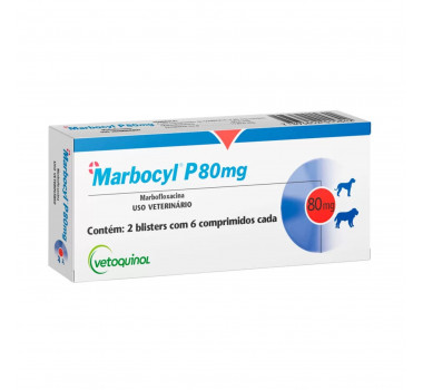 Antibiótico Marbocyl P 80mg Vetoquinol para Cães - 12 comprimidos