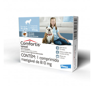 Antipulgas Comfortis Spinosad 810mg Elanco para Cães 18Kg a 27Kg - 1 Comprimido