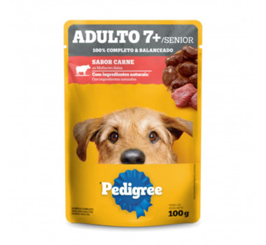 Ração Úmida Sachê Pedigree Adulto 7+ Carne ao Molho para Cães Idosos - 100g