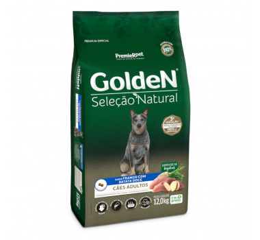 Ração Seca Golden Seleção Natural para Cães Adultos Frango com Batata Doce - 12kg