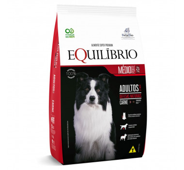 Ração Seca Equilíbrio Carne para Cães Adultos Porte Médio - 12Kg