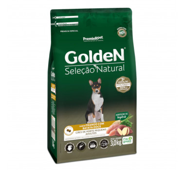 Ração Seca Golden Seleção Natural para Cães Adultos Porte Pequeno Frango com Batata Doce - 3kg