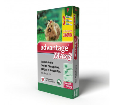 Antipulgas e Carrapatos Advantage Max3 Elanco para Cães Até 4Kg - 3 Unidades