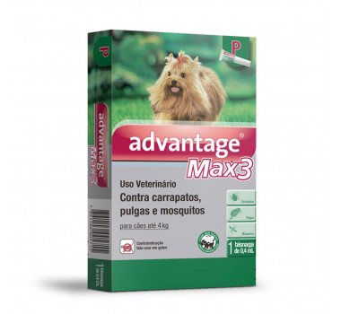 Antipulgas e Carrapatos Advantage Max3 Elanco para Cães Até 4kg - 1 Unidade