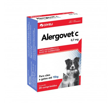 Antialérgico Alergovet C 0,7mg Coveli para Cães e Gatos Até 15kg - 10 comprimidos
