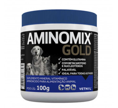 Suplemento Mineral Vitamínico Aminomix Gold Vetnil para Cães e Gatos - 100g