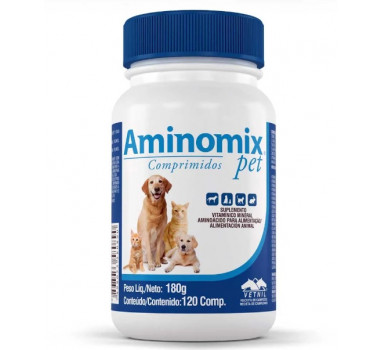 Suplemento Vitamínico Mineral Aminomix Pet Vetnil para Cães e Gatos 180g - 120 Comprimidos