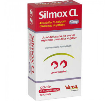 Antibiótico Silmox CL 50mg Vansil para Cães e Gatos - 10 comprimidos