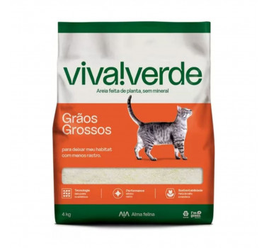 Areia Higiênica Viva Verde Grãos Grossos para Gatos - 10kg