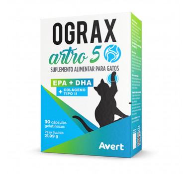 Suplemento Ograx Artro 5 Avert para Cães e Gatos - 30 cápsulas 