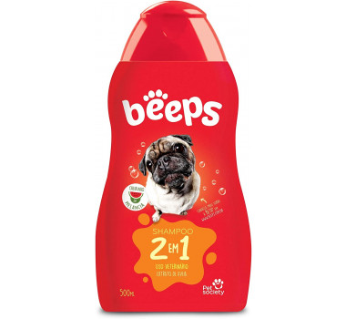 Shampoo 2 em 1 Beeps  para Cães e Gatos de Pelos Curtos - 500ml