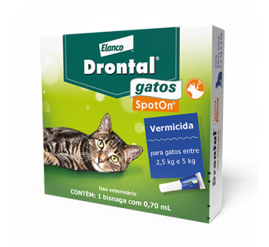Vermífugo Drontal Elanco SpotOn para Gatos entre 2,5kg e 5kg