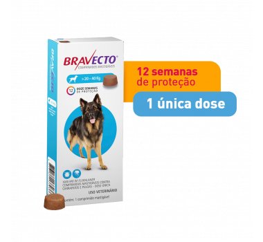 Antipulgas e Carrapatos Bravecto 1000mg MSD para Cães de 20-40Kg 