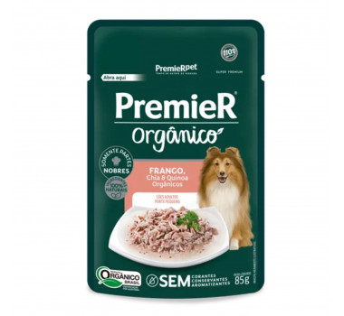 Ração Úmida Sachê Premier Gourmet Orgânico Frango, Chia e Quinoa para Cães Adultos Porte Pequeno - 85g