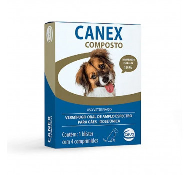 Vermifugo Canex Composto Ceva para Cães até 10kg - 4 comprimidos