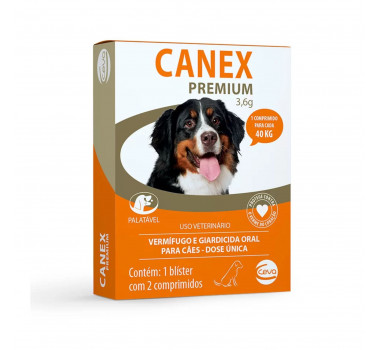 Vermifugo Canex Premium Ceva 3,6mg para Cães de 10kg a 40Kg - 2 comprimidos