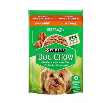 Alimento Úmido Sachê Dog Chow Carne para Cães Adultos Mini e Pequenos - 100g