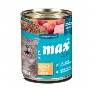 Ração Úmida Lata Max Patê Carne e Frango para Gatos Adultos - 280g