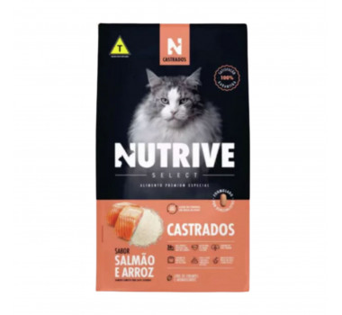 Ração Seca Nutrive Select para Gatos Castrados Sabor Salmão e Arroz - 10,1kg