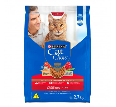 Ração Seca Cat Chow Carne para Gatos Adultos - 2,7Kg