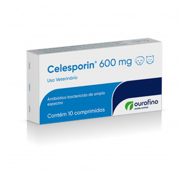 Antibiótico Celesporin 600mg Ourofino para Cães e Gatos - 10 comprimidos