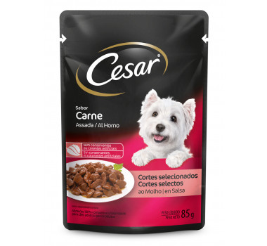 Ração Úmida Sachê Cesar Carne Assada Mars para Cães Adultos - 85g