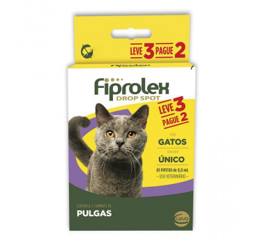 Kit Antipulgas Fiprolex Drop Spot Ceva para Gatos - 3 Pipetas
