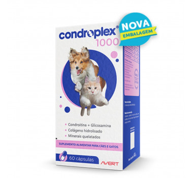 Suplemento Nutricional Condroplex 1000 Avert para Cães e Gatos - 60 cápsulas