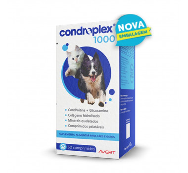 Suplemento Nutricional Condroplex 1000 Avert para Cães e Gatos - 60 comprimidos