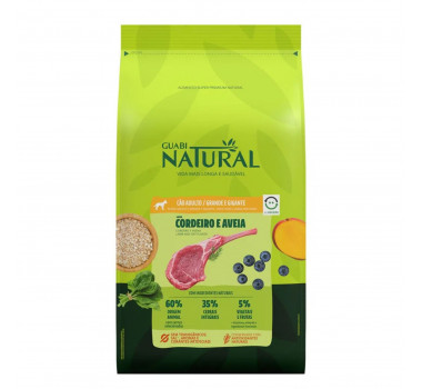 Ração Seca Guabi Natural Cordeiro e Aveia para Cães Adultos Raças Grandes e Gigantes - 12kg
