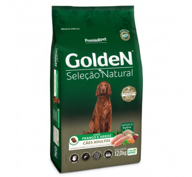 Ração Seca Golden Seleção Natural para Cães Adultos Frango & Arroz - 12kg