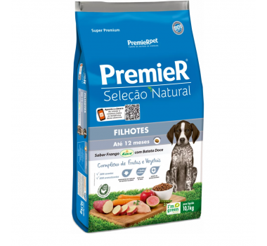 Ração Seca Premier Seleção Natural Frango e Batata Doce para Cães Filhotes - 10,1Kg