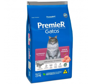 Ração Seca Premier para Gatos Castrados de 7 a 11 anos Frango - 7,5kg