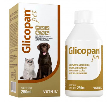 Suplemento Vitamínico Aminoácido Glicopan Pet Vetnil para Cães e Gatos - 250ml 