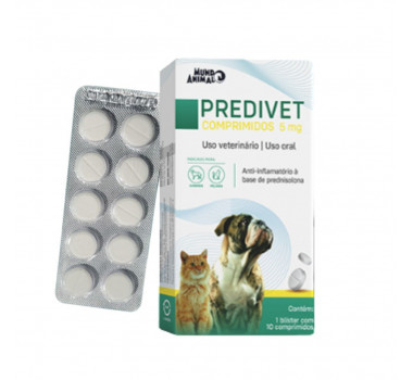 Anti-inflamatório Predivet 5mg Mundo Animal para Cães e Gatos - 10 comprimidos