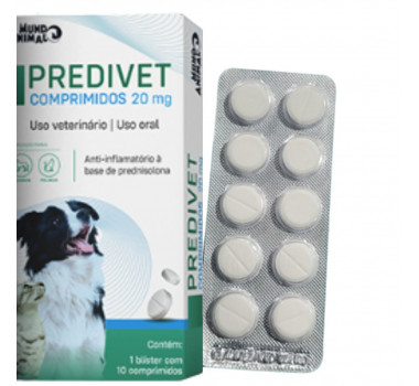 Anti-inflamatório Predivet 20mg Mundo Animal para Cães e Gatos - 10 comprimidos